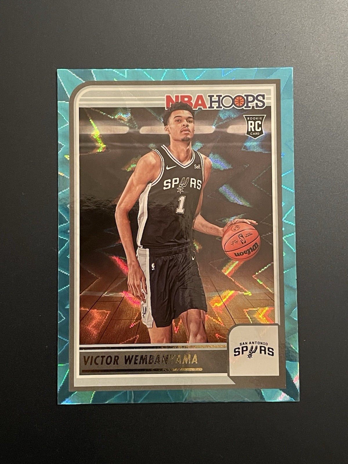 2023-24 Panini NBA Hoops Victor Wembanyama Teal Explosion Rookie RC #277 Spurs