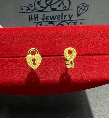 Ohrstecker 24 Karat Gelbgold Schlüssel & Schloss