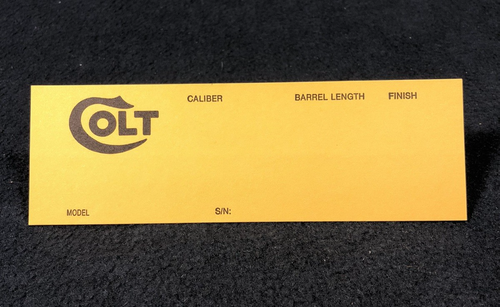 COLT Firearms GOLD Box End Label 1980’s 1990’s Styrofoam Box | eBay