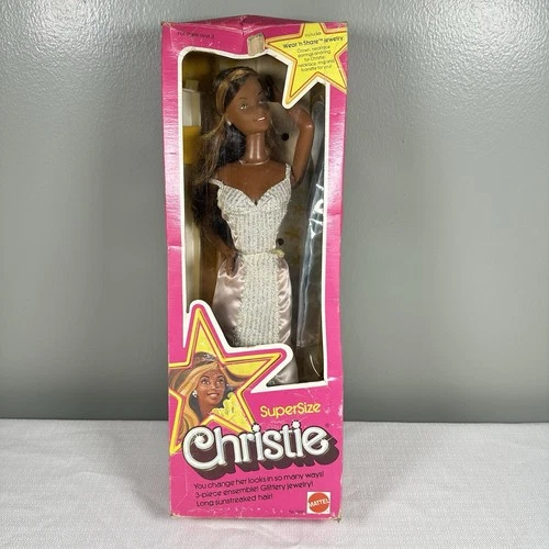 Vintage 1976 Mattel SuperSize Christie African American Doll NIB 18" Tall -RARE
