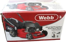 Webb Wedr42sp 42cm Self Propelled Steel Deck Petrol Lawnmower 40l Bag Red