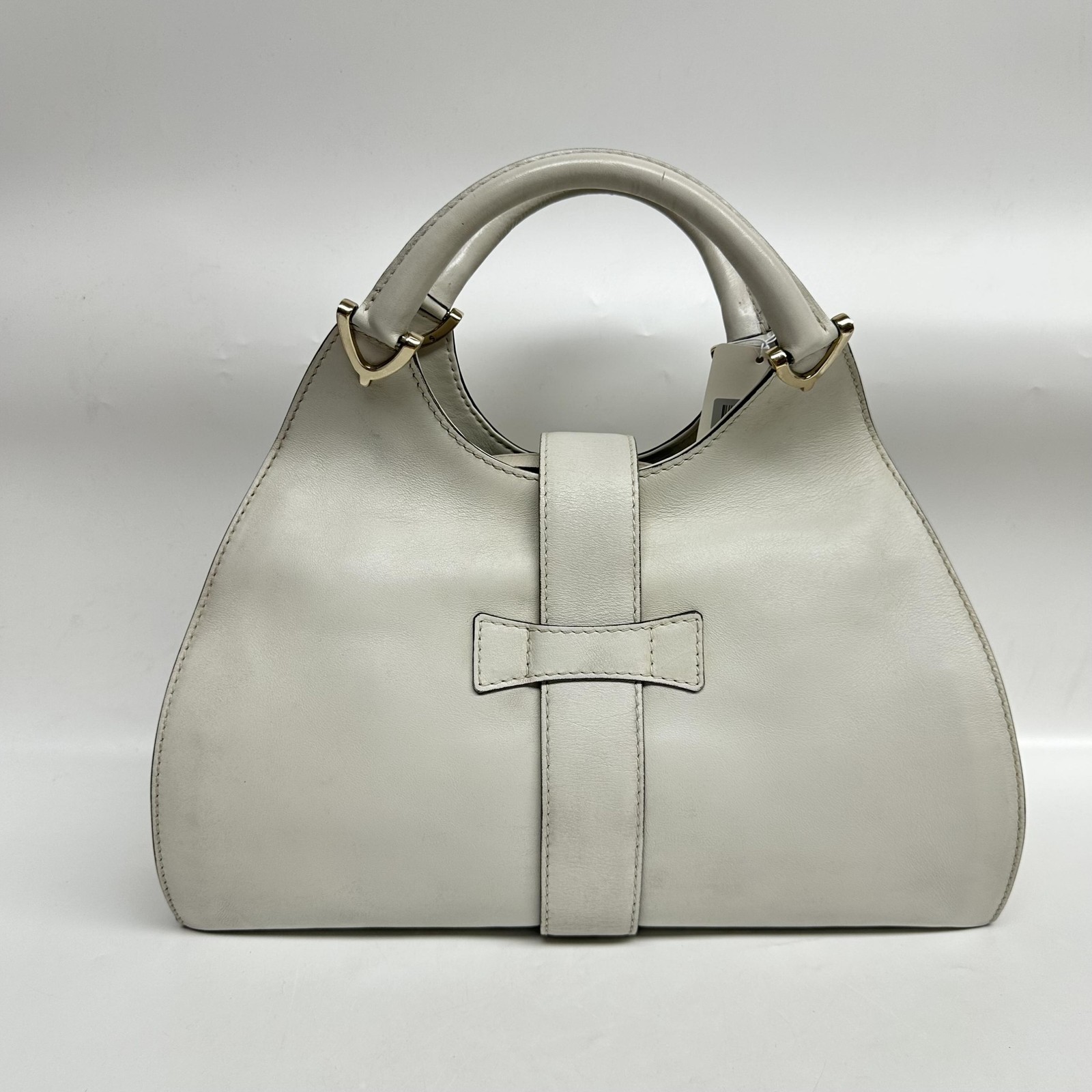 White Leather Stirrup Top Handle Bag - ## image 2