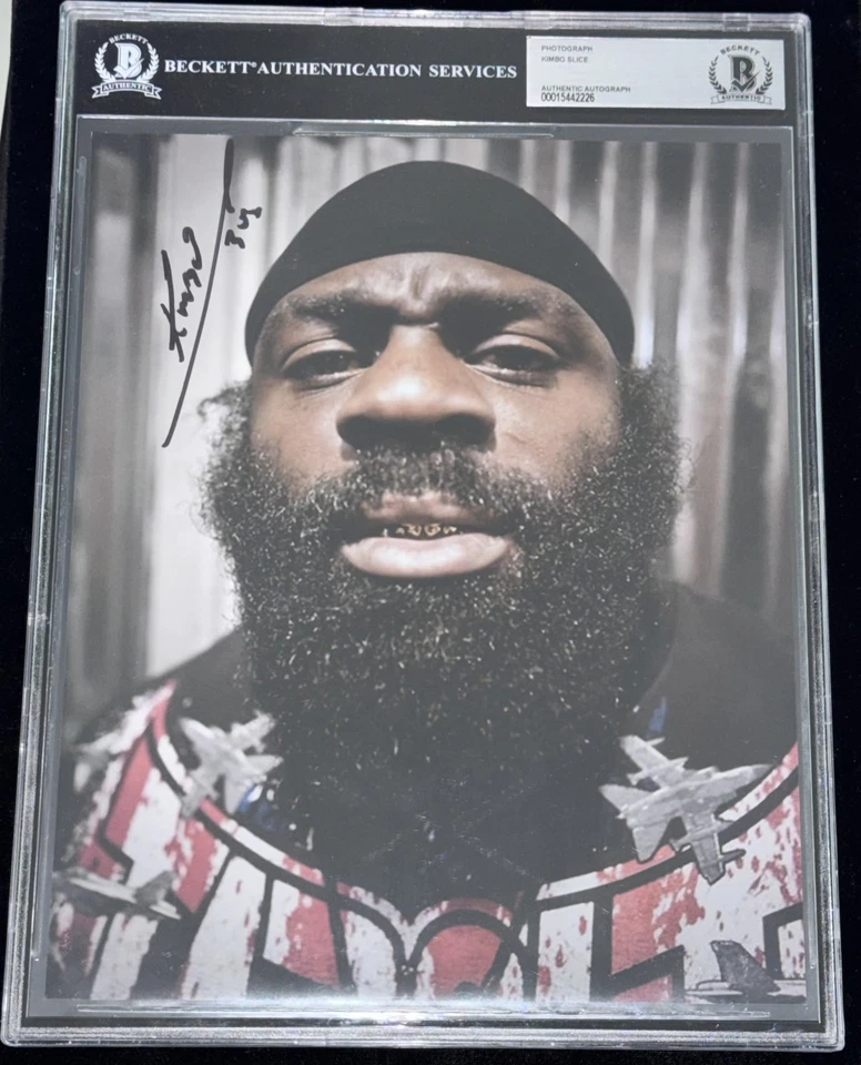 Kimbo Slice "UFC MMA Street Fighter GOAT" Firmado 8x10 Auto Foto BAS Beckett BGS Foto 4 de 4