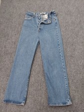 Levis Ribcage Straight Jeans Womens 28 Blue Button Fly Medium Wash Stretch
