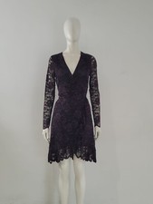 GANNI 'Flynn' Black & Red Lace Dress UK 10 EU 38 Wrap Floral Frill V-Neck Tied