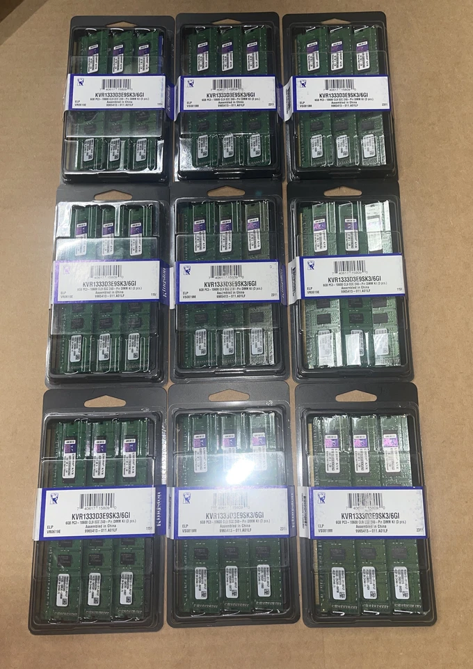 New Kingston 6GB 3 x 2GB 10600 ECC DDR3-1333MHz Server Memory KVR1333D3E9SK3/6GI - Image 2 of 2