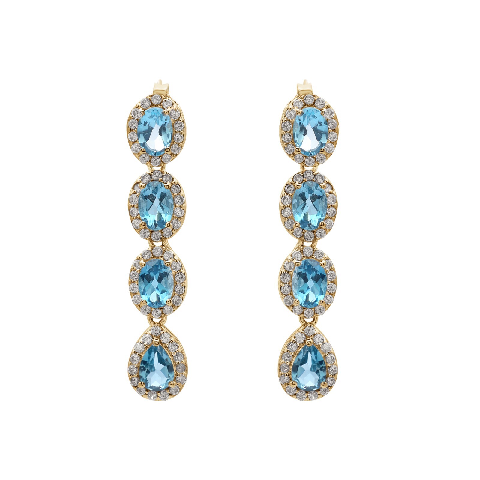 London Blue Topaz Earrings Dangle Gold Plated Sterling Silver Jewelry Women Gift