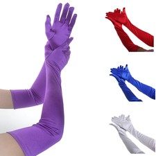 Women Satin Evening Gloves 21'' LongGloves Party Dance Elbow Length Opera Gloves