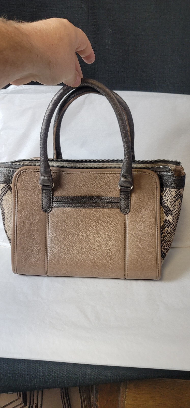 BRIGHTON "GILROY" LEATHER PYTHON SATCHEL - image 4