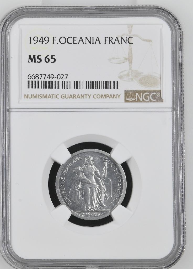 French Oceania 1 Franc 1949 NGC MS 65
