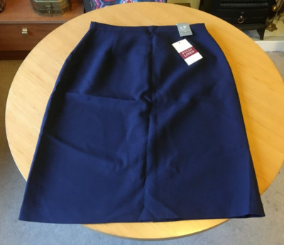 ''DESIGN ESSENTIALS''LADIES NAVY FULLY LINED POLYESTER SKIRT UK16