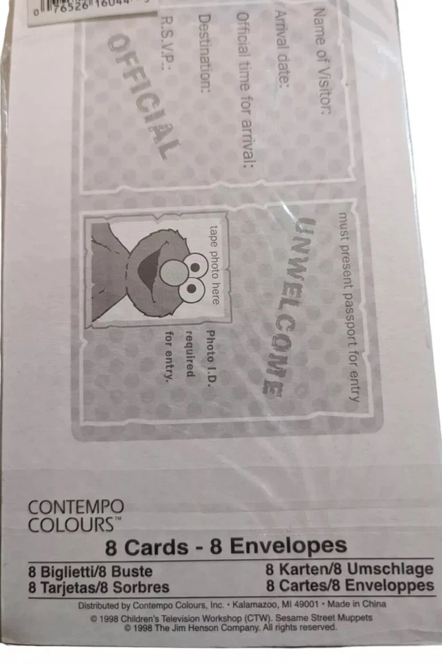 De colección Elmo Grouchland Pasaporte Fiesta de Cumpleaños Invitaciones 8 Tarjetas 1998 Contempo Foto 3 de 4