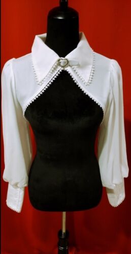Small Medium ❤️ Chiffon White Women's Bolero Shrug with Buckle High Quality