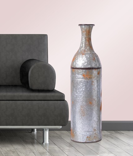 New Vintiquewise Rustic Farmhouse Style Galvanized Metal Floor Vase Decoration - Picture 10 of 14