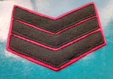 Genuine British Army Guards  Sergeant Rank 3 Bar Chevrons Black On Red Arm Badge