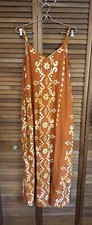 MSK Womens Sleeveless Maxi Dress Size M Orange Print Side Slits