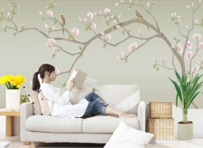 3D Flower Branch Bird ZHUA1459 Wallpaper Wall Murals Removable Self-adhesive Ann