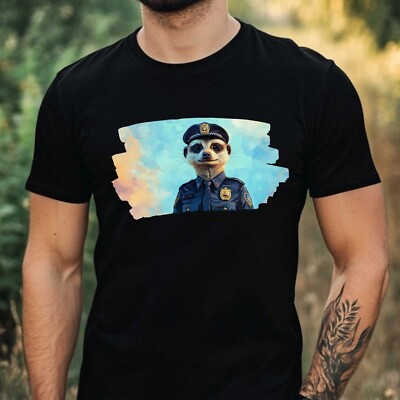 Herren T-Shirt Erdmännchen als Polizist Motiv Baumwolle Größe XS bis 5XL