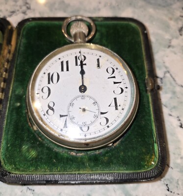 SWISS MADE Goliath Pocket Watch British Hallmark 1891 Sterling Silver Display