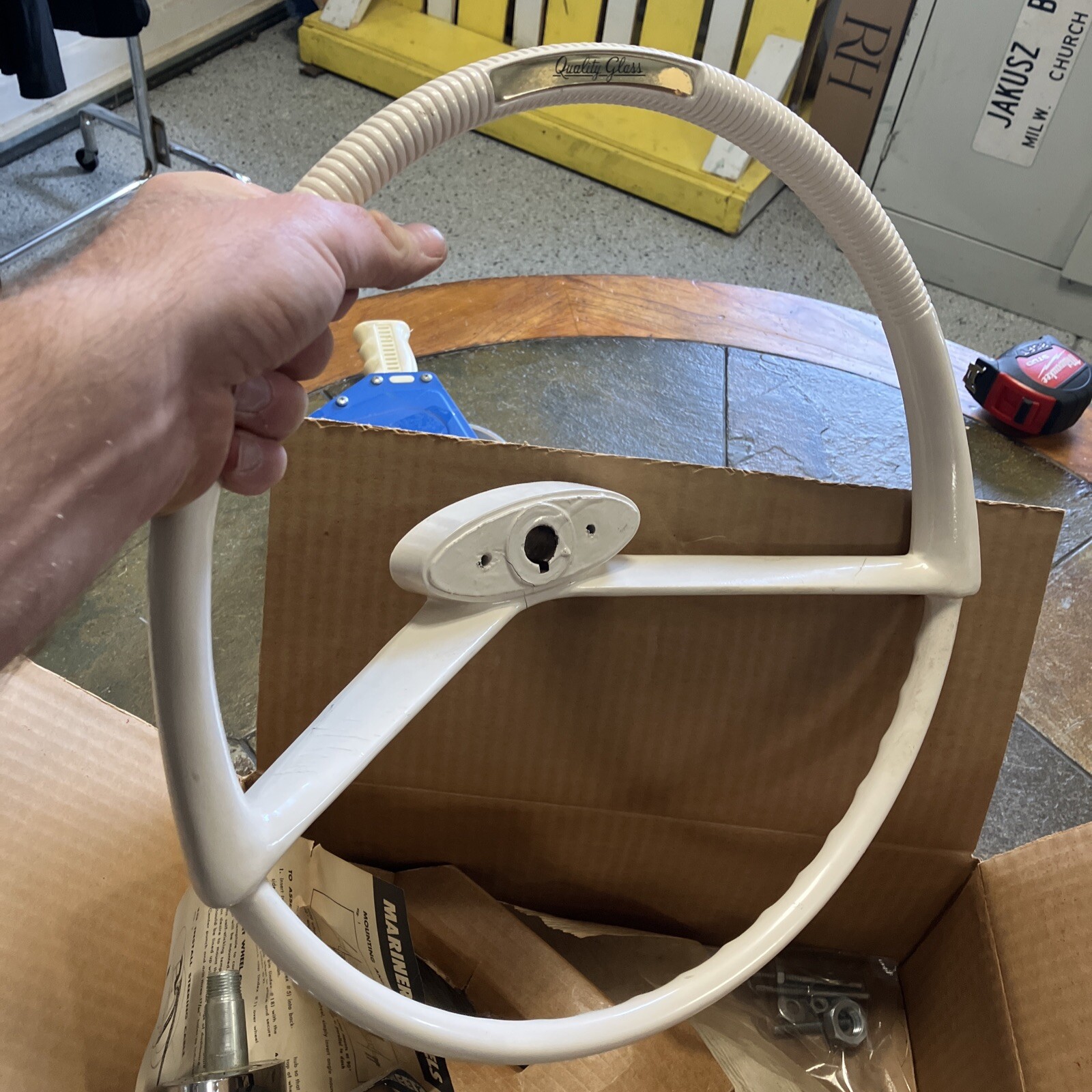 NOS Vintage Attwood Boat Mariner Steering Wheel W Mounting 9020 9035