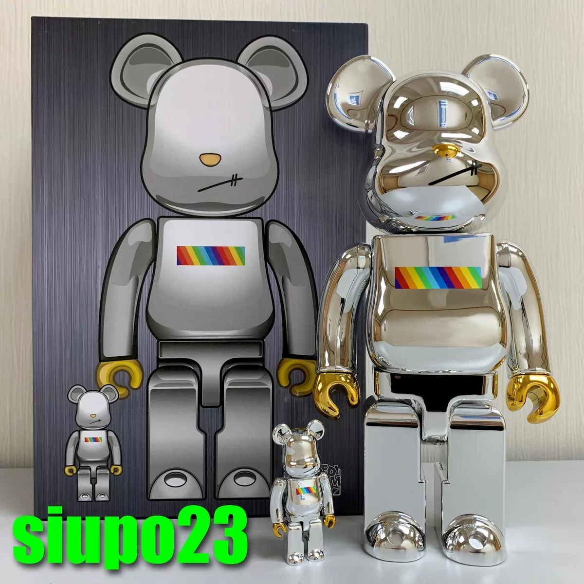 Medicom 400% + 100% Bearbrick ~ J.S.B. Be@rbrick JSB Version 1 Silver