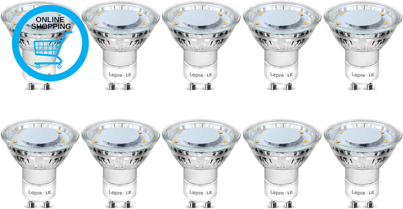GU10 LED Bulbs, Cool White 5000K, 50W Halogen Spotlight Equivalent, 4W 325Lm Ene
