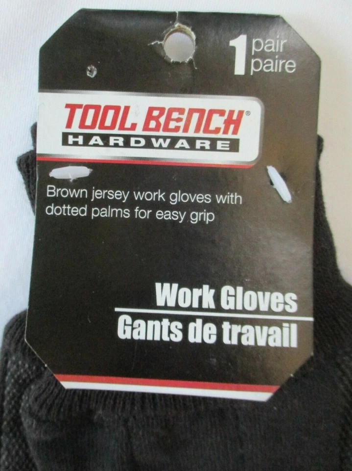 HERRAMIENTA BANCO HERRAJES MARRÓN JERSEY GUANTES DE TRABAJO CON PALMAS PUNTEADAS - NUEVO CON ETIQUETAS Foto 2 de 4