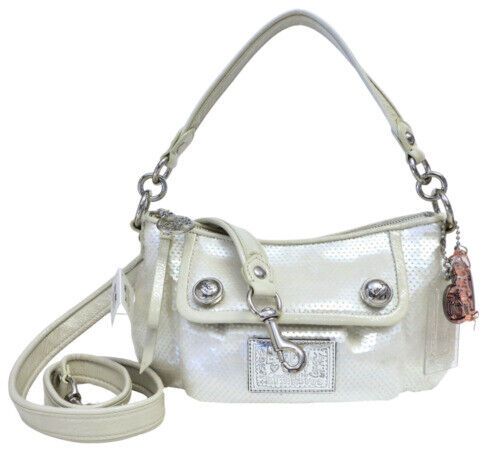 Coach Poppy Coral Purple Hues Sequin Striped Purse Shoulder Coach Poppy Coral Purple Hues Sequin Striped Purse Shoulder
