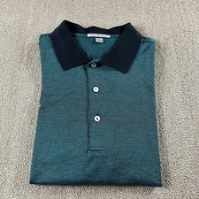 Peter Millar Men's Cotton Short Sleeve Polo Shirt Green Stripe Size Large