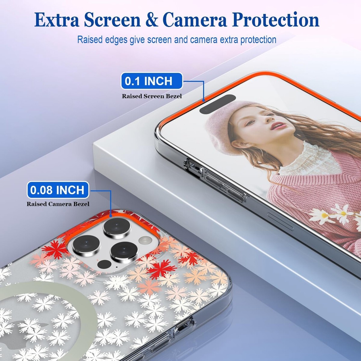 For iPhone 17 Pro Max 15 16 13 Mag Safe Magnetic Clear Flower