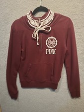 Victoria's Secret PINK Hoodie Women's Size Small Burgundy 1/4 Zip