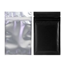 Black  Frosted Clear Resealable Mylar Foil Zipper Seal Flat Pouch Storage Bags