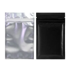 Black & Frosted Clear Resealable Mylar Foil Zipper Seal Flat Pouch Storage Bags