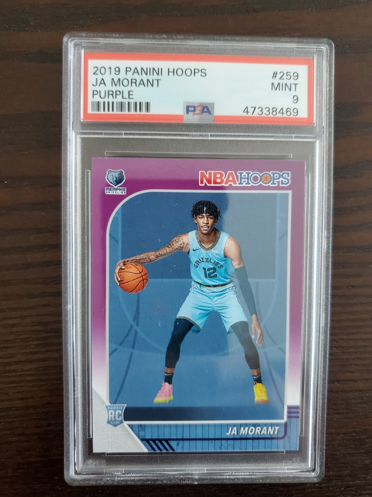 Ja Morant 2019-20 Panini NBA Hoops #259 Purple Parallel SP Rookie PSA 9 Mint