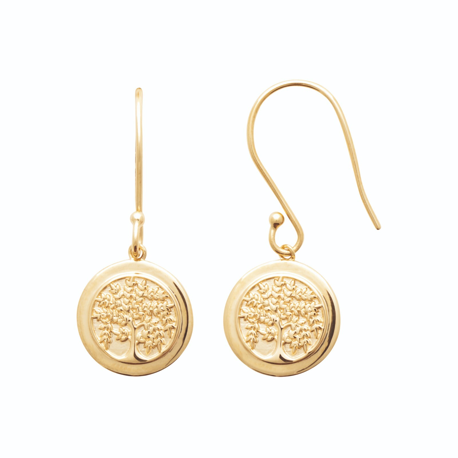 Boucles d'oreilles pendantes Arbre de Vie plaqué or 18 carats pour femme tendance