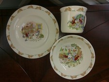 Royal Doulton Bunnykins Child 3 Piece Set 8" Plate Bowl Mug Cup Bunny Bone China