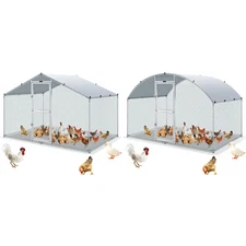 VEVOR Large Metal Chicken Coop Walk-In Chicken Run 6.6/13.1/19.7 FT Peaked/Dome