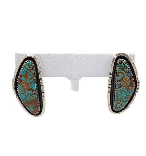 Navajo Hair Barrette Turquoise 3in Large Handmade Stamped Sterling Ornament Clip Native American Turquoise Silver Hair Barrette Sterling  main image 4