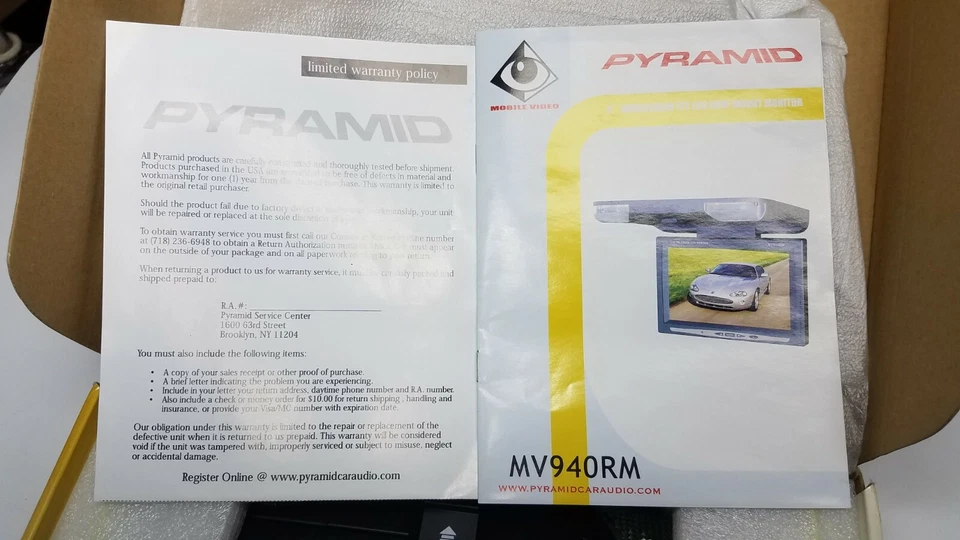 PYRAMID MV940RM 9 英寸车厢安装 TFT 液晶显示屏 彩色显示器 全新带盒 — 第 3/3 张图片