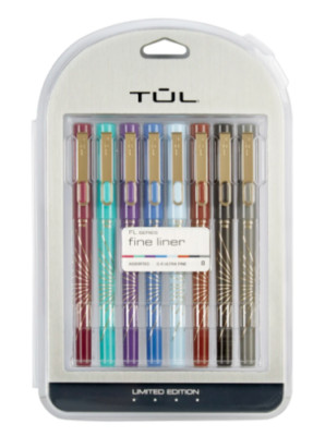 TUL Fine Liner Pens Ultra-Fine 0.4 mm, Assorted Barrel/Ink Colors,Pack of 8 pens