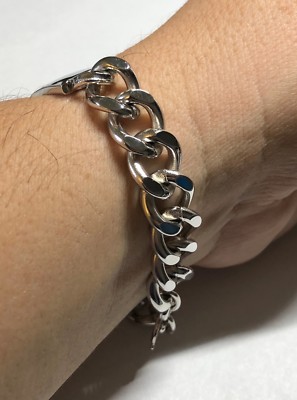 NOS 1960's Nickel Silver Curb Chain Man's ID Bracelet 8