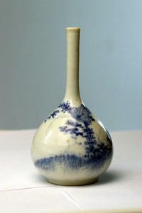 Antique Chinese Porcelain Bottle Vase Blue White Wang Bu style