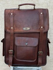 Leather Bag Men Travel Laptop School Rucksack Backpack Shoulder (Retro Fashion)