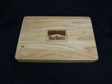Vintage Marlboro Poker Set in Oak Wood Box w/ Chips and Cards VGC