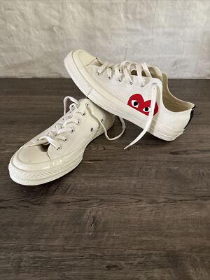 Men\'s Comme Des Garcons PLAY x Converse Low Top Chuck Taylor‎ White Sz 7 150207C Men main image 2