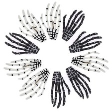 5 Pairs White and Black 3" Skeleton Hands Hair Clips Skull Bone Shape Hairpin...