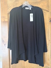 Travelers By Chico's CaseyJacket Womens Sz 1 Medium Black Knit Open Front Jacket