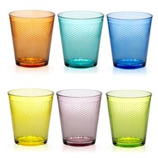 Set 6 Bicchieri in Vetro Colorato Arcobaleno 35cl Tumbler per Acqua e Bibite