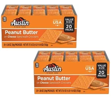 Austin Peanut Butter on Cheese Sandwich Crackers , Snack Crackers 20 Count 2 PK