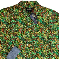 Men's CREMIEUX Long Sleeve Shirt 3XB Green Multicolor Paisley Print NEW